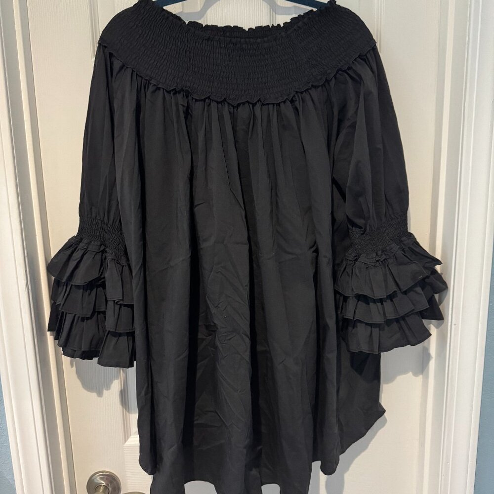 PRE-OWNED PLUS SIZE 3XL GRACIA ON/OFF SHOULDER SWING TUNIC TOP BLOUSE